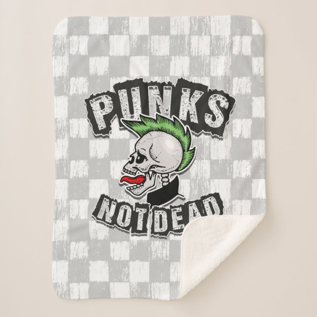 Manta Sherpa Rockero de Punk Mohawk sin cráneo muerto (Anverso)