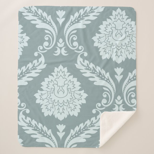 Manta Sherpa Rococo Damask Art I Duck Egg Blue+Teal (Anverso)
