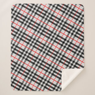 Manta Sherpa Rojo blanco negro Gingham   Tejido clásico de cuad