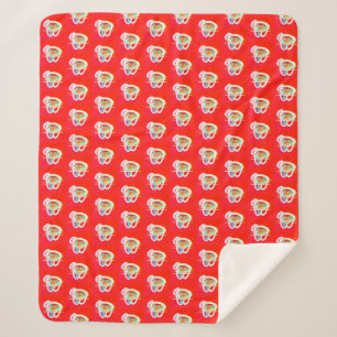Manta Sherpa Rojo con pequeños diseños artísticos