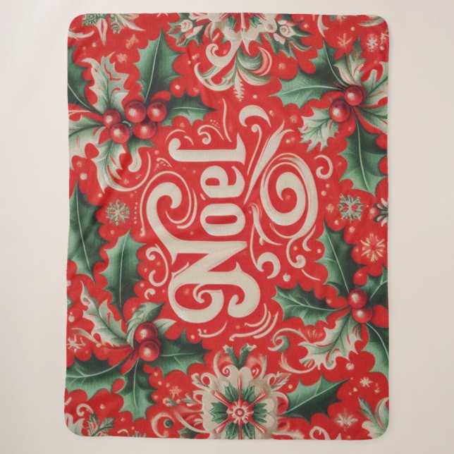 Manta Sherpa Rojo Noel y Verde (Anverso)