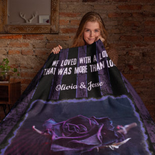 Manta Sherpa Romance gótico moderno oscuro negro parejas morada