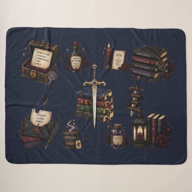 Manta Sherpa Romantasy, Cafeína y Caos (Anverso (horizontal))