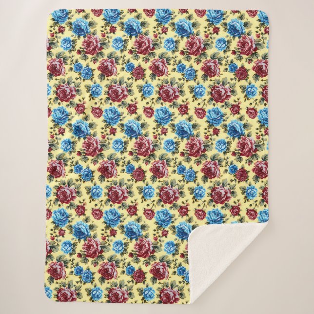 Manta Sherpa Romantic Cute Elegant Botanical Nature Pattern (Anverso)