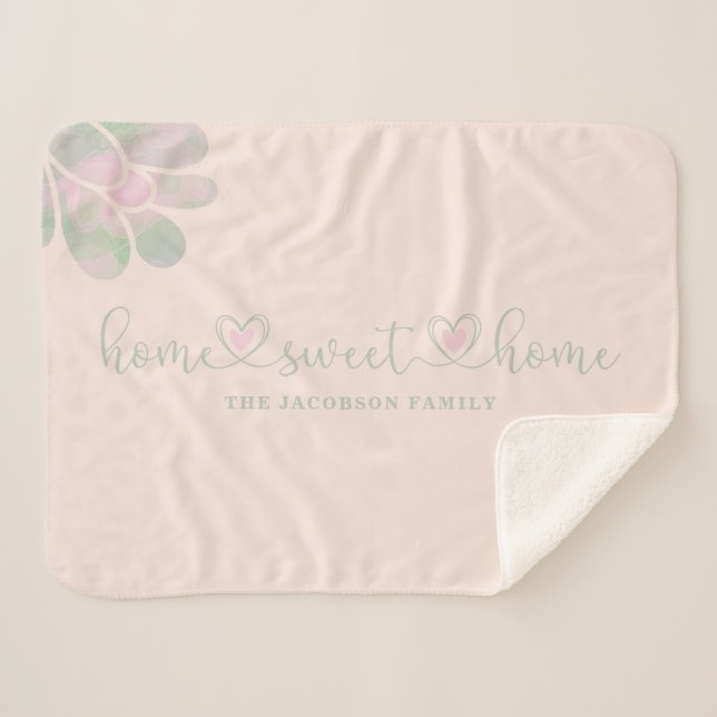 Manta Sherpa Romantic Heart Wimshical Home Sweet Home Quote (Anverso (horizontal))
