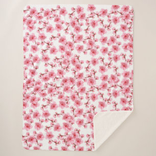 Manta Sherpa Romantic pink Cherry blosson