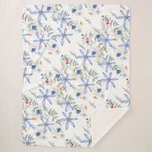Manta Sherpa Romantic purple botanical wallpaper