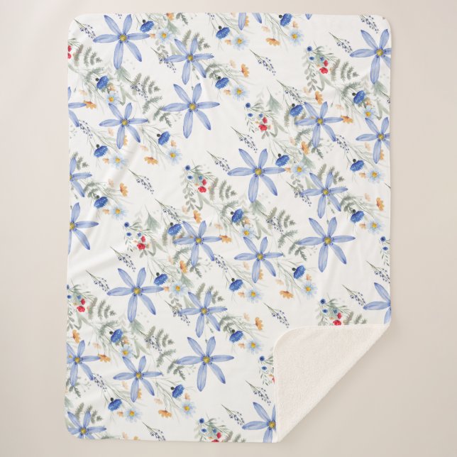 Manta Sherpa Romantic purple botanical wallpaper (Anverso)