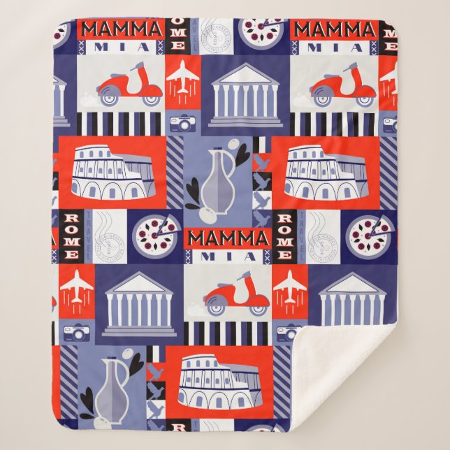 Manta Sherpa Rome city seamless decorative pattern design. Trav (Anverso)