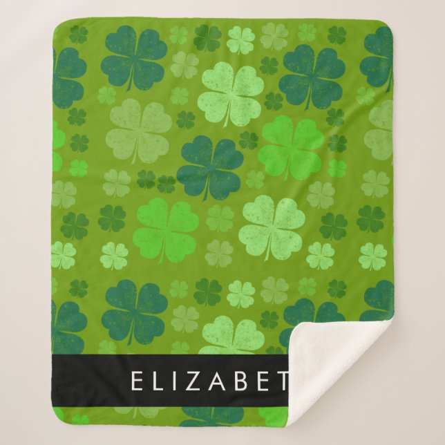 Manta Sherpa Ropas verdes, Ropas suertudas, tu nombre (Anverso)