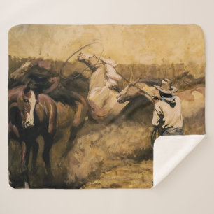 Manta Sherpa “Roping Palomino” Arte Occidental de Maynard Dixon