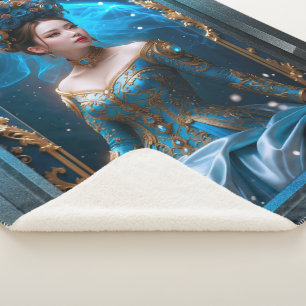 Manta Sherpa Rosa azul, arte de IA, de Xzendor7