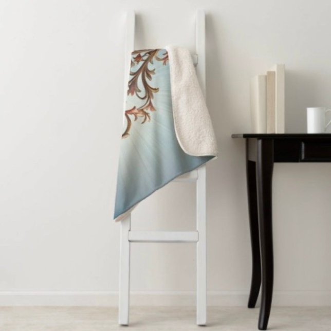 Manta Sherpa Rosa barroco (A warm throw blanket with an elegant floral design. )