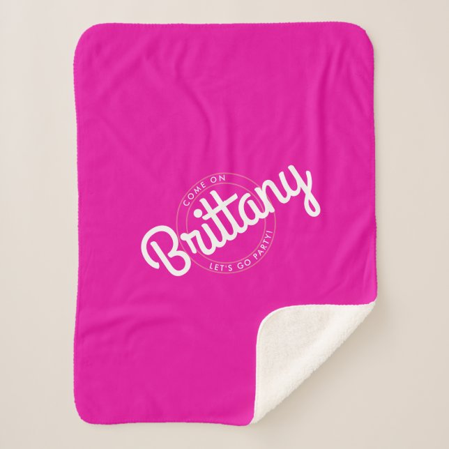 Manta Sherpa Rosa Caliente Dolly Retro ¡Vamos a la Fiesta! (Anverso)