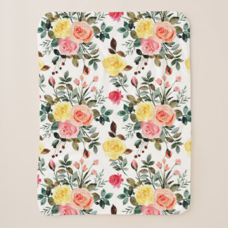 Manta Sherpa Rosa de acuarela rosa y amarillo