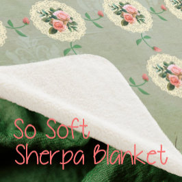 Manta Sherpa Rosa de época Doily Green Damask