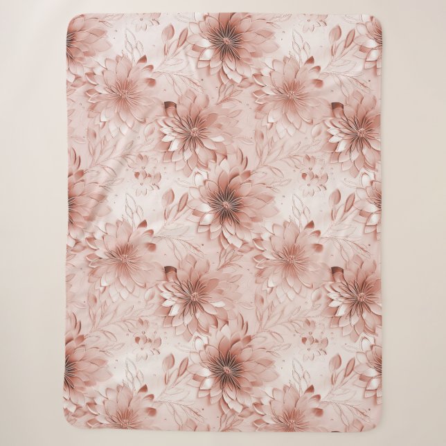 Manta Sherpa Rosa Floral Rosa Claro (Anverso)
