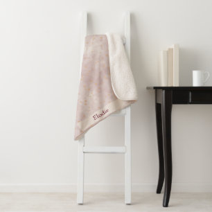 Manta Sherpa Rosa moderno y estrella dorada acuarela minimalist