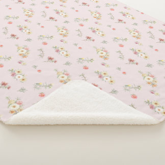 Manta Sherpa Rosa Musgosa Suave Rosa Acuarela Floral