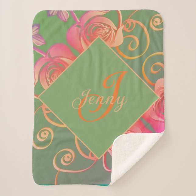 Manta Sherpa Rosa romántico Sherpa Blanket (Anverso)