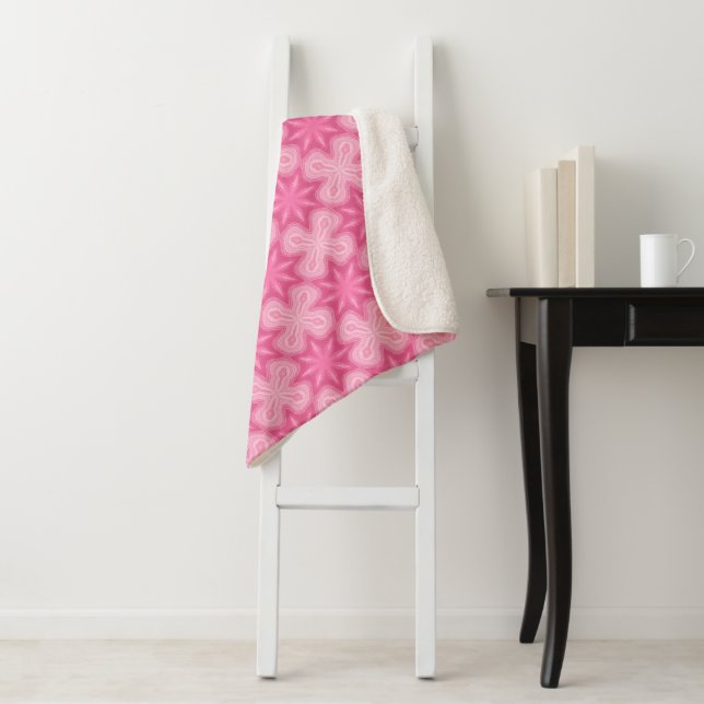 Manta Sherpa Rosa Y Blanco (In situ)