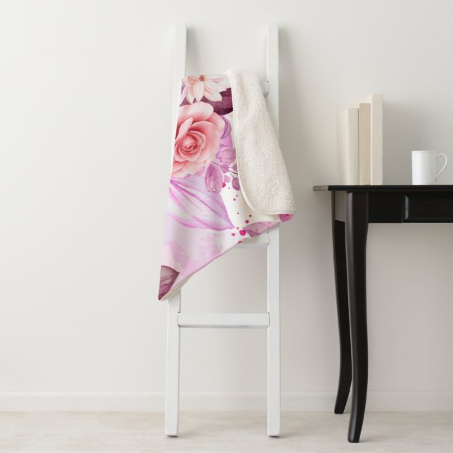 Manta Sherpa Rosas acuarelas 4 (In situ)