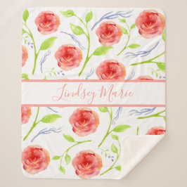 MANTA SHERPA ROSAS DE COLOR DE AGUA PERSONALIZADOS SHERPA BLANK