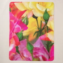 Manta Sherpa Rosas de Verano Coloridas
