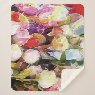 Manta Sherpa Rosas modernos Tulips Bouquet: Resumen de pintura