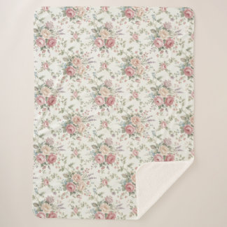 Manta Sherpa Rosas Pastel Elegantes Shabby Chic