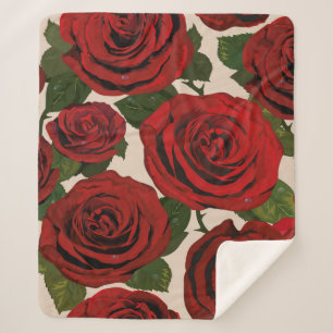 Manta Sherpa Rosas rojas. El fondo floral sin remedio.