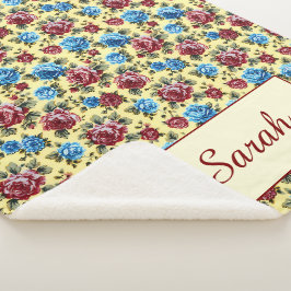 Manta Sherpa Rosas románticos personalizados