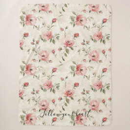 Manta Sherpa Rosas Rosadas Floral