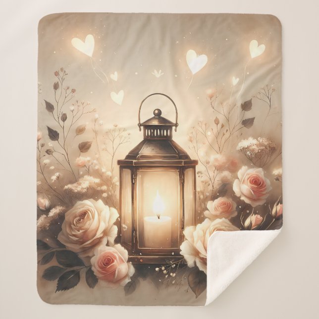 Manta Sherpa Rose Lantern Glow Bouquet (Anverso)
