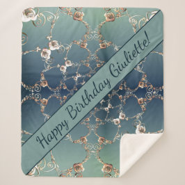 Manta Sherpa Rose Web on Gradient Blue Sherpa Blanket