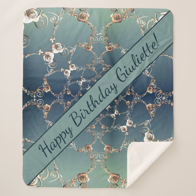 Manta Sherpa Rose Web on Gradient Blue Sherpa Blanket (Anverso)