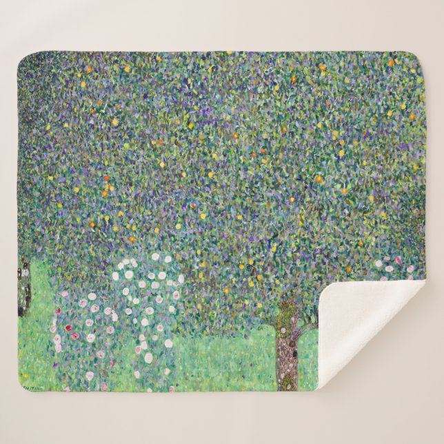 Manta Sherpa Rosebushes Bajo Los Árboles, Gustav Klimt (Anverso (horizontal))
