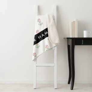 Manta Sherpa Roses Rojos, Patrón De Rosas, Tu Nombre