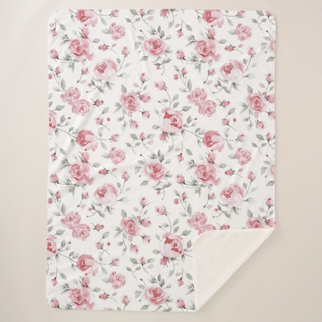Manta Sherpa Roses rosas rosas florales duchas de novias (Anverso)
