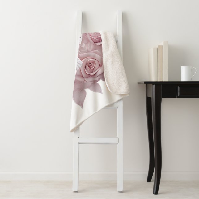 Manta Sherpa Roses rosas y palomas (In situ)