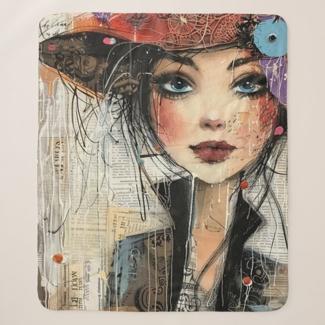 Manta Sherpa Rostro de Collage de Álbum Antiguo (8) (Anverso)