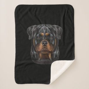 Manta Sherpa Rottweiler Dog Face Zip Hoodie