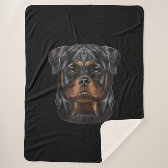 Manta Sherpa Rottweiler Dog Face Zip Hoodie (Anverso)