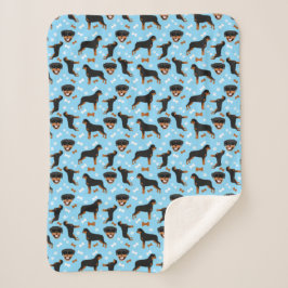 Manta Sherpa Rottweiler Rottie Dog Pattern Blue