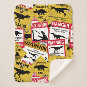 Manta Sherpa Rótulos de precaución de dinosaurios