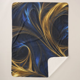 Manta Sherpa Royal Blue Gold Resumen Swirl