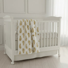 Manta Sherpa Royal Gold Palm & Crown Pattern Custom Sherpa Baby