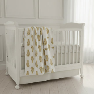 Manta Sherpa Royal Gold Palm & Crown Pattern Custom Sherpa Baby