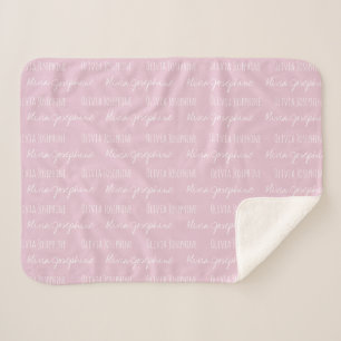 Manta Sherpa Rubor rosa Baby Girl Blanket Nombre personalizado 