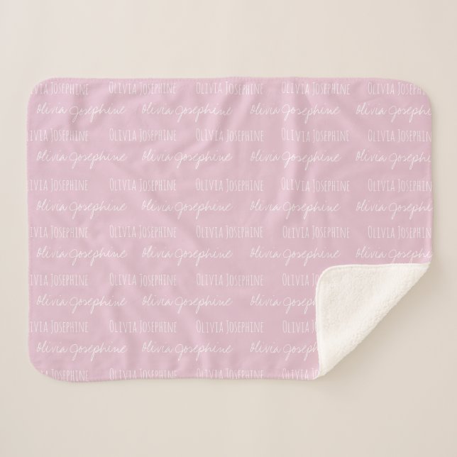 Manta Sherpa Rubor rosa Baby Girl Blanket Nombre personalizado  (Anverso (horizontal))